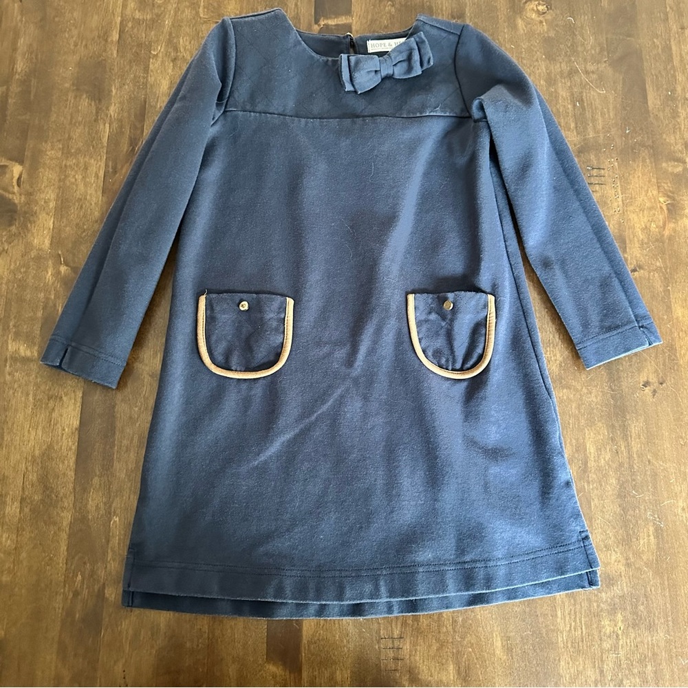 Hope & Henry Quilted Ponte Riding Schoolgirl Dress Navy Blue Size 6